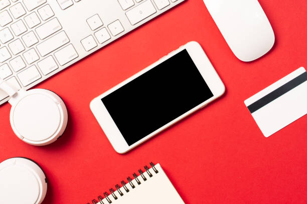 istock Top view image of blank screen mobile for mockup 1143718310