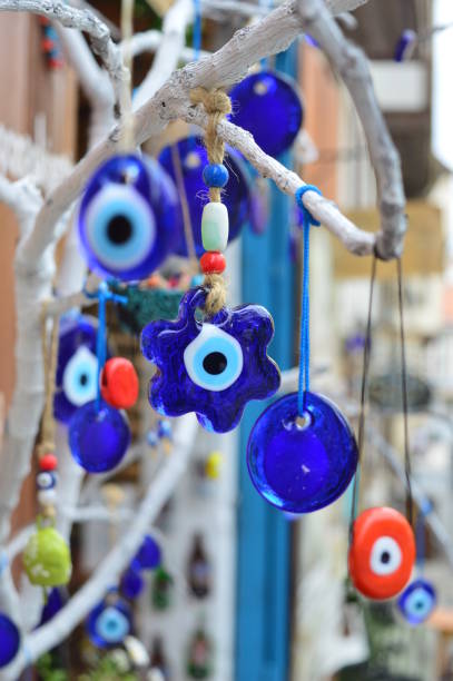 istock Glass Blue red yellow evil eye beads 1143725004