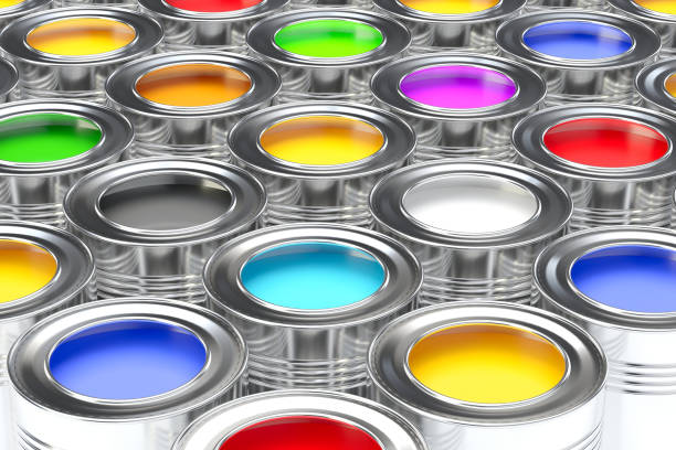 istock Tin cans with paint concept. Paint can. Paint can. 3d Illustration 1143725209
