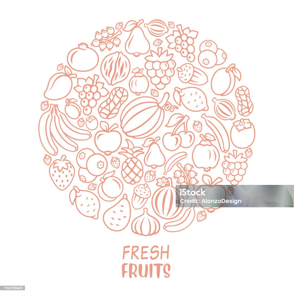 Fresh Fruits Collage Fruit stock vector