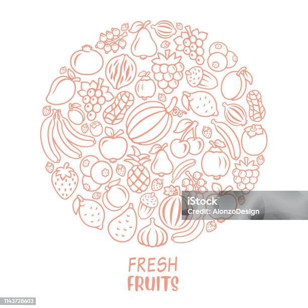 Fresh Fruits Collage Stock Illustration - Download Image Now - Fruit, Logo, Icon Symbol