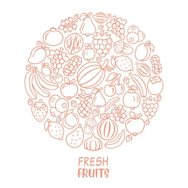 Vector illustration of Fresh Fruits Collage