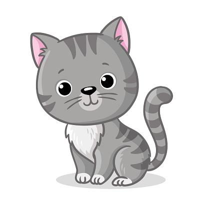 Ilustración de Gatito Gris Sentado Sobre Un Fondo Blanco Linda Mascota En  Estilo De Dibujos Animados y más Vectores Libres de Derechos de Gato  doméstico - iStock