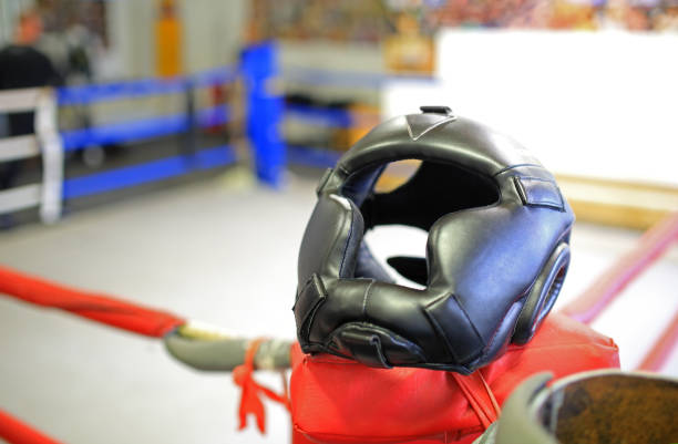 istock Boxing helmet at corner of box ring 1143734745