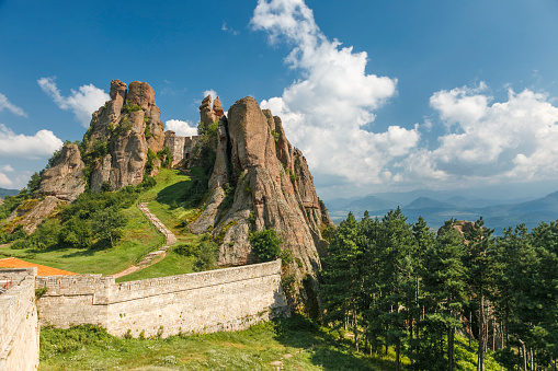 Panoramic view on the fortress Kaleto and the Belogradchik rocks from the top, Belogradchik , Bulgaria