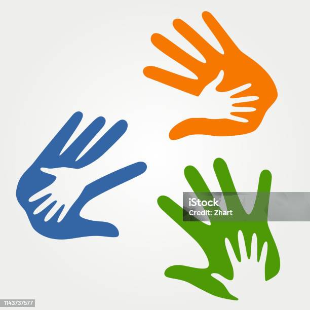 Illustration Of Hand In Hand Stock Illustration - Download Image Now - Adult, Child, Hand