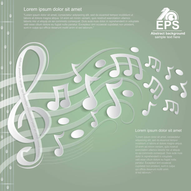 istock light green music background with white treble clef and other notes on stave from paper 1143738021