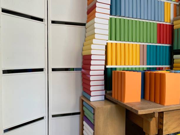 istock Stacks and shelves with colorful generic books 1143738692