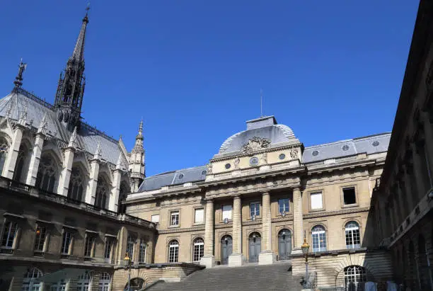 Church of Saint-Chapelle and Palais de Justice, or Court of Justice in Paris, France