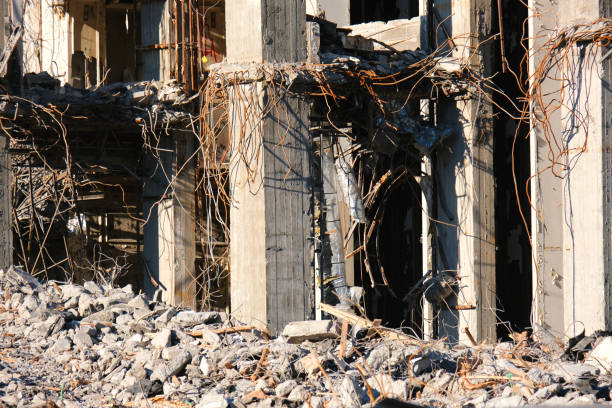 istock Demolished destructed building ruins 1143739447
