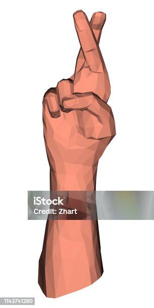 Crossed Fingers Low Poly Illustration Stock Illustration - Download Image Now - Hand, Luck, Three Dimensional