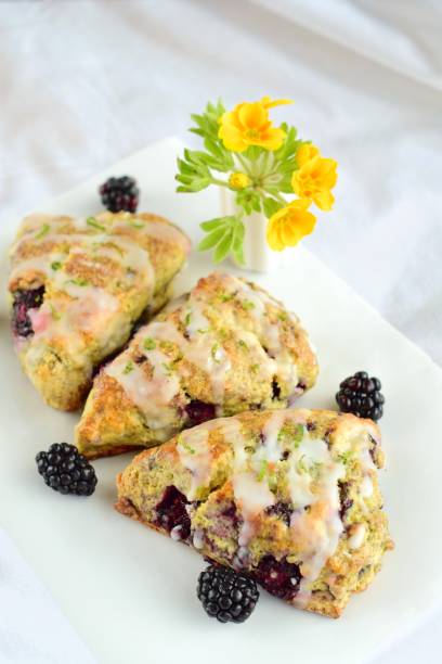 istock Blackberry lime scones with glaze sugar and lime zest 1143741284