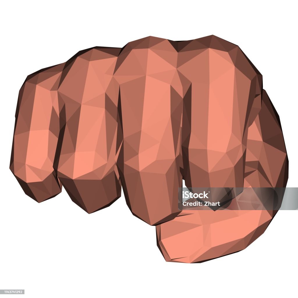 Polygonal fist in low poly technique Polygonal fist in low poly technique for fight and power illustrations Fist Bump stock vector