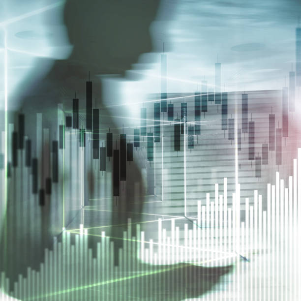 istock Stock trading candlestick chart and diagrams on blurred office center background. 1143743029