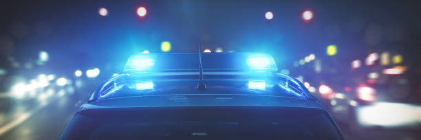 istock Police car is looking for crime 1143743308