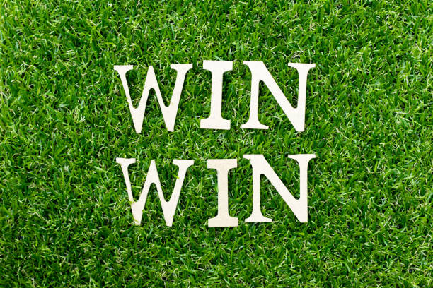 istock Wood alphabet letter in word win win on green grass background 1143744410