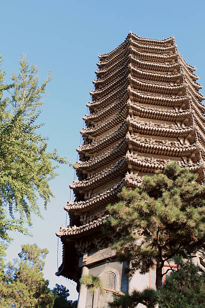 chinese Pagoda in Peking University, Beijing, China stock photo