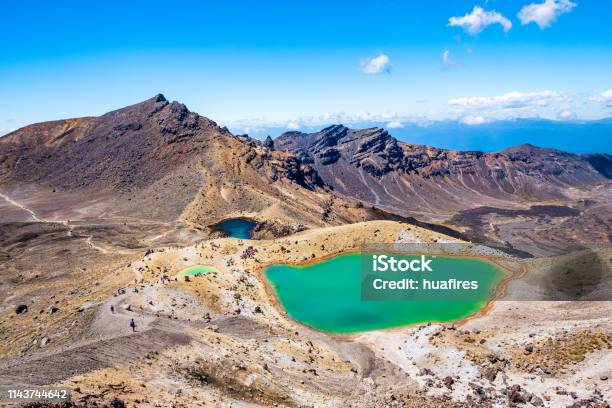 Beautiful Landscape View Of Tongariro Crossing Track On A Beautiful Day With Blue Sky North Island New Zealand Stock Photo - Download Image Now