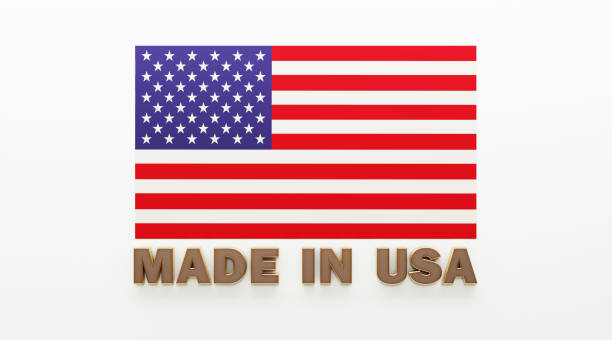istock Made In USA Text And American Flag On White Background 1143753824