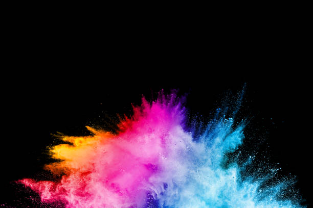 istock Launched colorful powder on black background.Color powder explosion.Colorful dust splashing. 1143755952