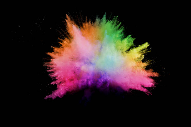 istock Launched colorful powder on black background.Color powder explosion.Colorful dust splashing. 1143755965