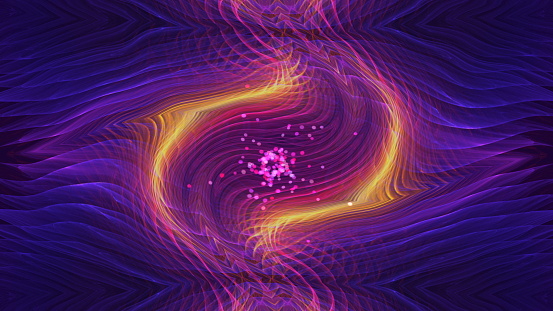 Fantastic bright abstraction with effect of distorsion, computer generated background, 3D rendering