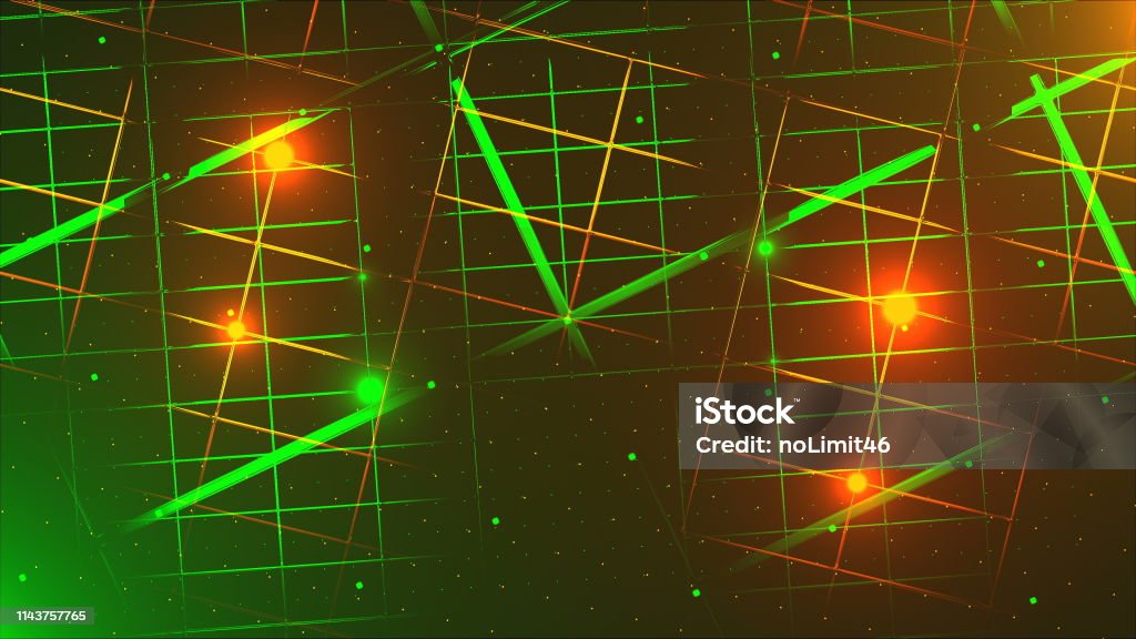 Fliegen durch das Rechenzentrum, Effekt von Neon-und Beleuchtung, 3D-Rendering-Computer generated Hintergrund - Lizenzfrei Abstrakt Stock-Foto