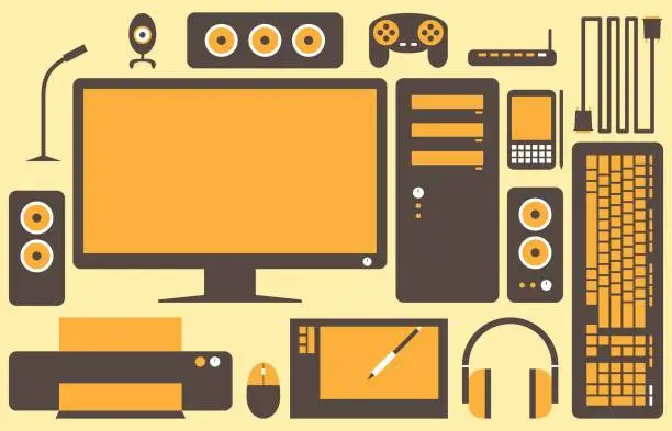 Vector illustration of Computer Items