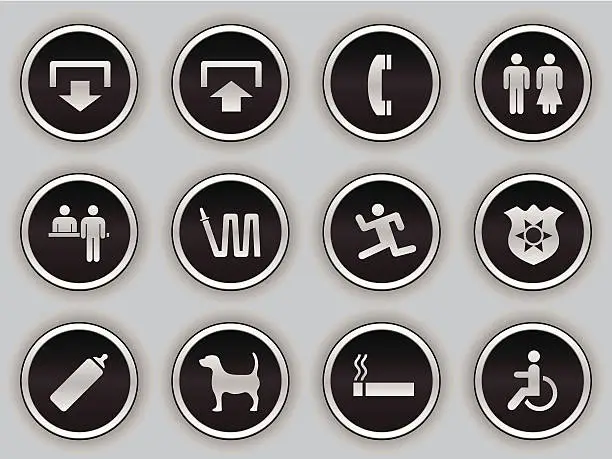Vector illustration of Black Button Sytle - Mall Icons