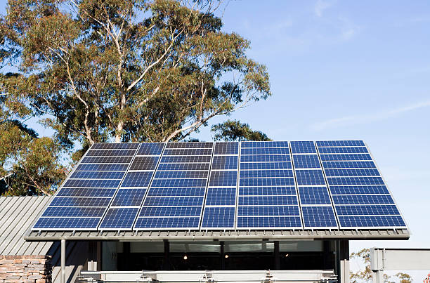istock Solar panels Green energy with tree and sky, copy space 114376712
