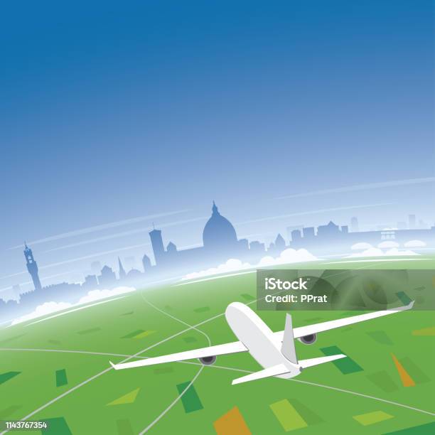 Florence Skyline Flight Destination Stock Illustration - Download Image Now - Aerial View, Air Vehicle, Airplane