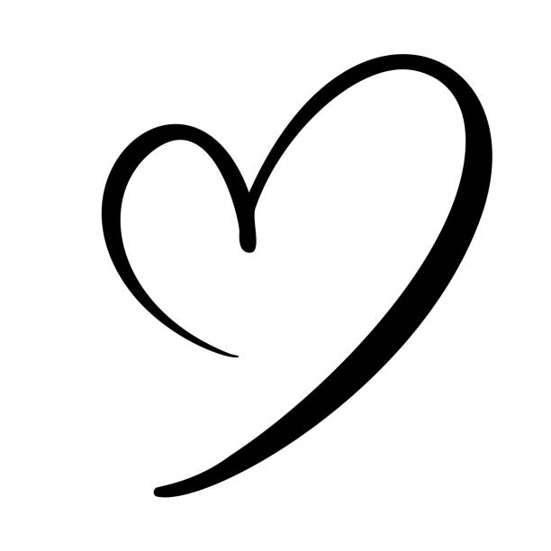 ręcznie rysowany znak miłości serca. romantyczna ilustracja wektorowa kaligrafii. symbol ikony concepn na t-shirt, kartkę z życzeniami, wesele plakatu. zaprojektuj płaski element walentynki - serce stock illustrations