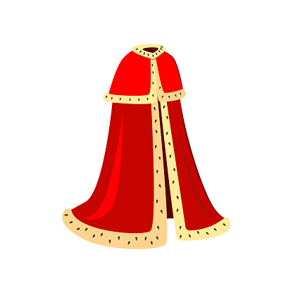 Red ceremonial robes vector illustration. King, emperor, cardinal. Monarchy attributes concept. Vector illustration can be used for topics like monarchy, Catholicism, history