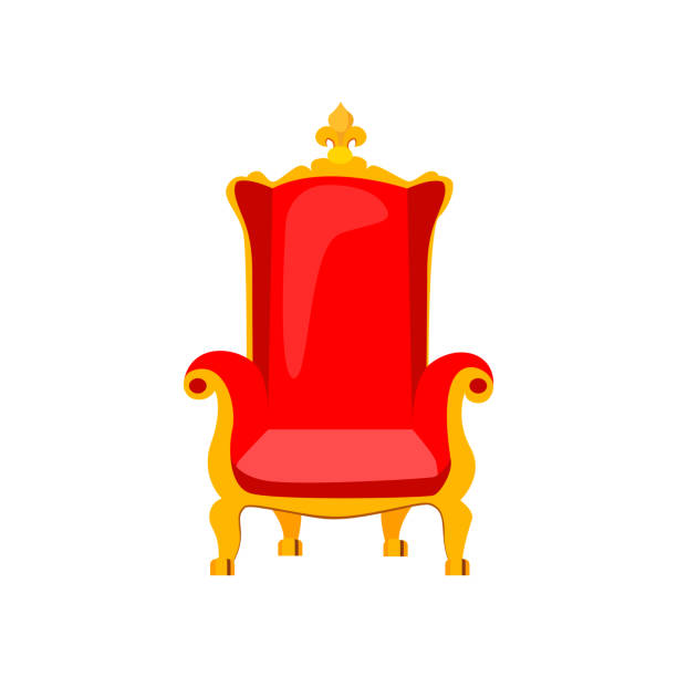 illustrazioni stock, clip art, cartoni animati e icone di tendenza di illustrazione vettoriale del trono reale rosso - throne