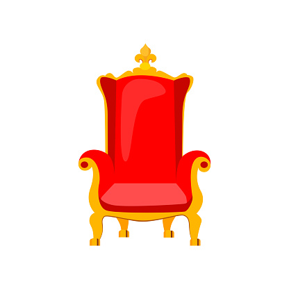 Red royal throne vector illustration. Armchair, old-fashioned seat, luxury. Monarchy attributes concept. Vector illustration can be used for topics like furniture, history, interior