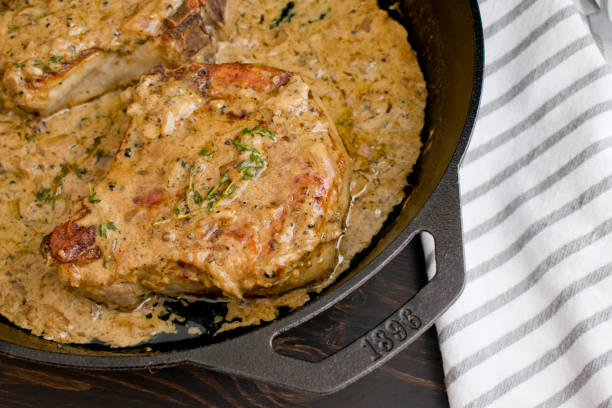 istock Pork Chops with Peppercorn Sauce 1143770278