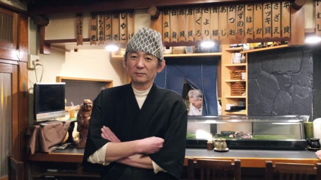Sushi Chef in Small Tokyo Restaurant