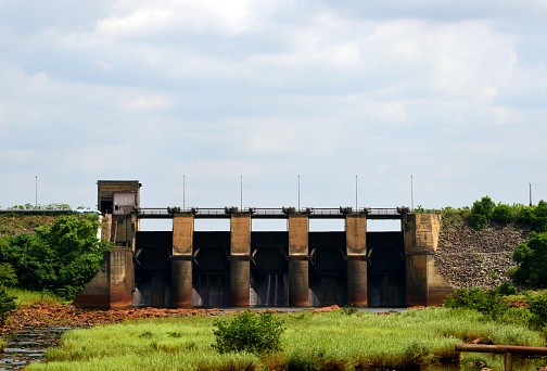 Osun River, Oyo State, Nigeria: Asejire Reservoir - dam with flood dischargers - provides raw water to the Asejire and Osegere water treatment plants in Ibadan
