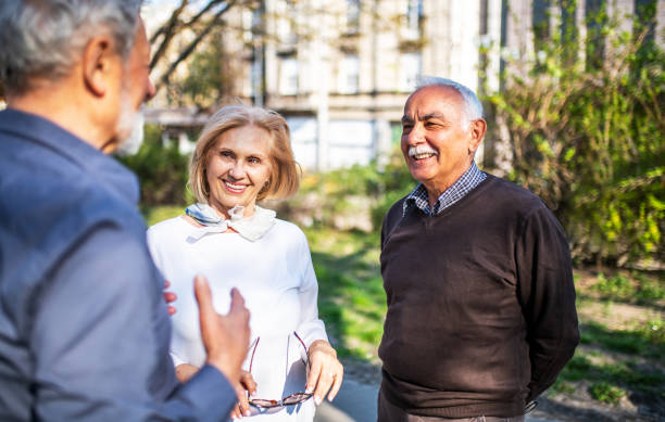 istock Three senior friends at the park. 1143783908