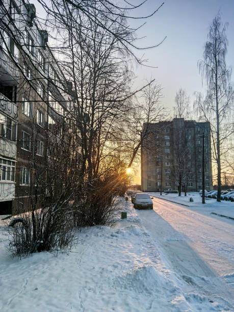 istock Winter sunset in the city. 1143788117