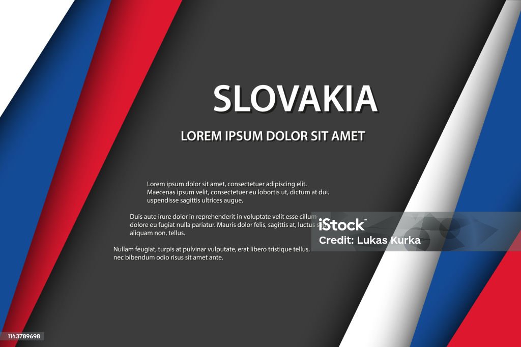 Modern vector background, overlayed sheets of paper in the look of the Slovak flag, Made in Slovakia, Slovak colors and grey free space for your text Blue stock vector