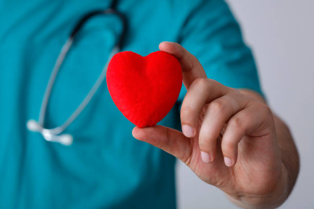 istock Doctor holds a small red heart shape 1143794331