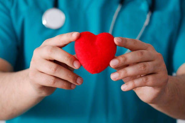 istock Doctor holds a small red heart shape 1143794480