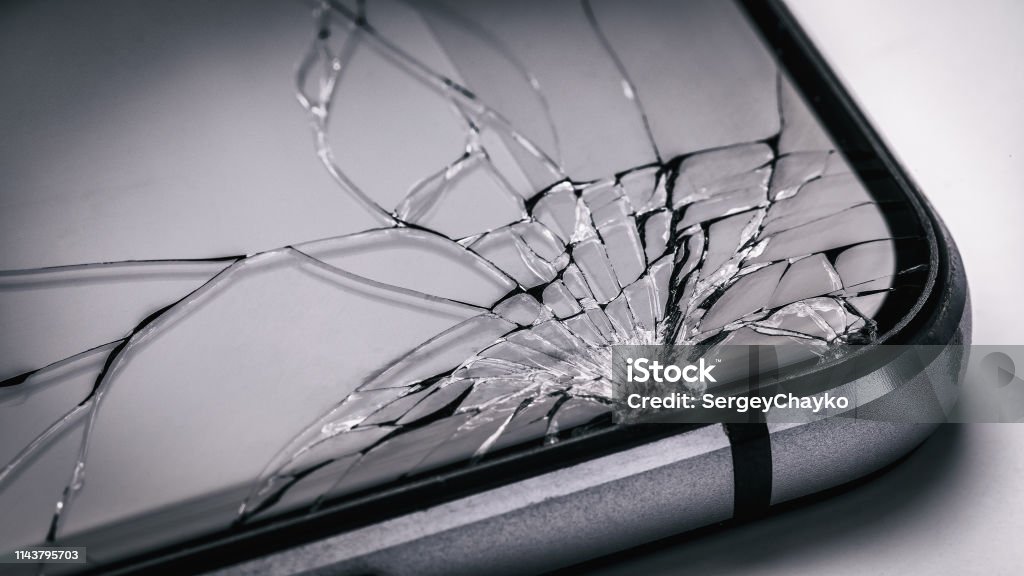 Broken Mobile Phone Screen Close Up Weak Glass In Modern Gadgets Stock  Photo - Download Image Now - iStock