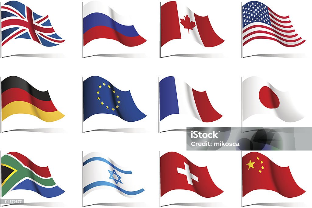 Conjunto de bandeiras do mundo. - Royalty-free Bandeira arte vetorial