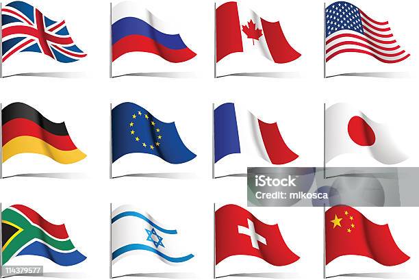Conjunto De Bandeiras Do Mundo - Arte vetorial de stock e mais imagens de Bandeira - Bandeira, EUA, Bandeira da França