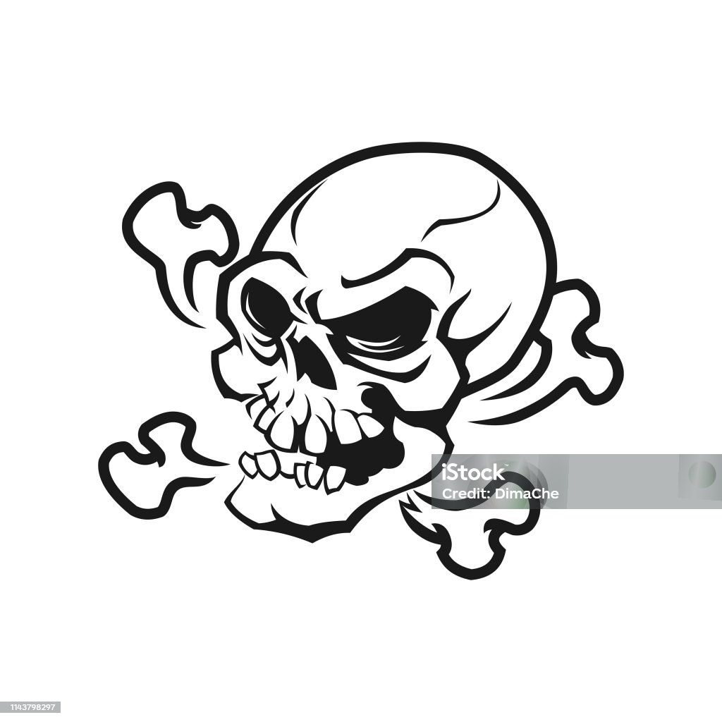 Skull and bones cut out vector illustration in sketch style Skull and crossed bones cut out vector illustration in sketch style Skull and Crossbones stock vector