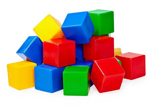 istock Handful of toy blocks on white background 114380938