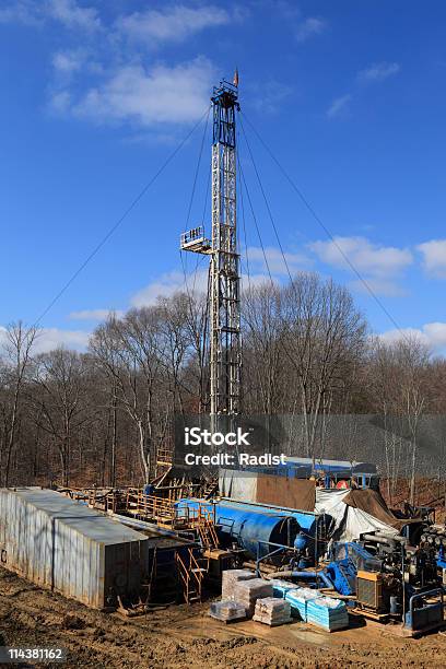 View Of Drilling Derrick Stock Photo - Download Image Now - Blue, Color Image, Construction Machinery