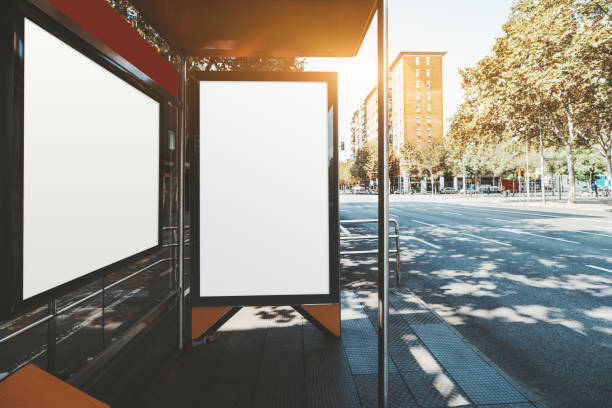 istock Poster mockups inside of a bus stop 1143816040